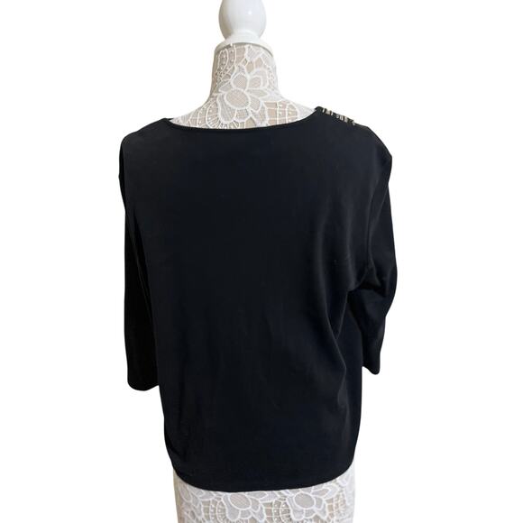 Alfred Dunner Black Boho Top -Womens Size Large - Picture 2 of 7